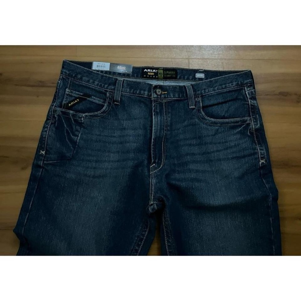 Mens NWT Ariat ReBar M5 2X Dura Stretch Straight Fit Leg Jeans - Picture 3 of 6